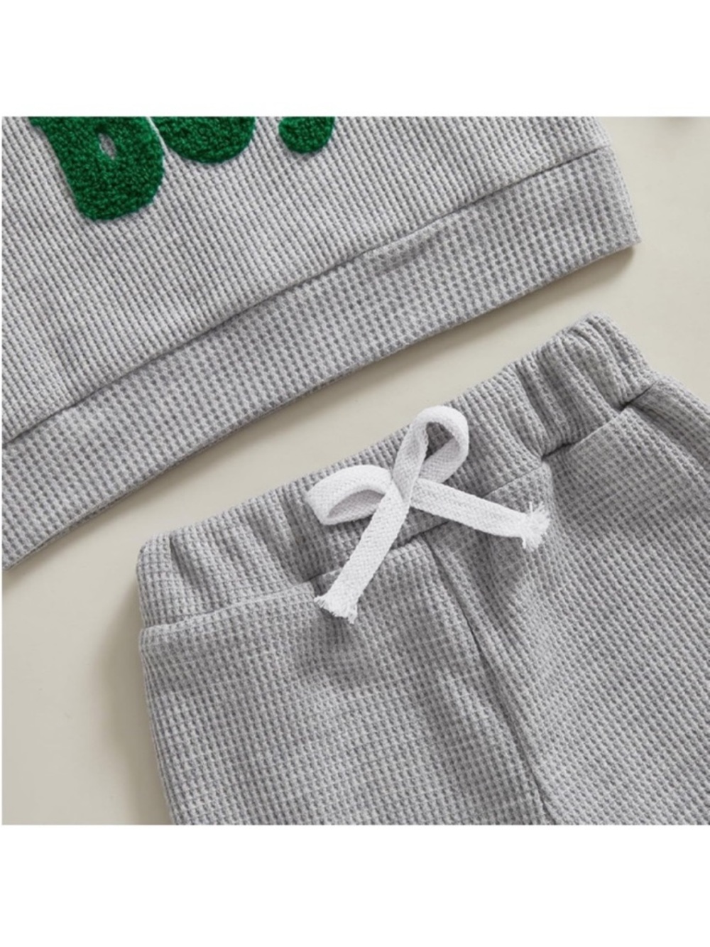 💜 Gray Baby boys waffle knit Sweatshirt & Jogger Set- 6/12mth - Picture 5 of 8